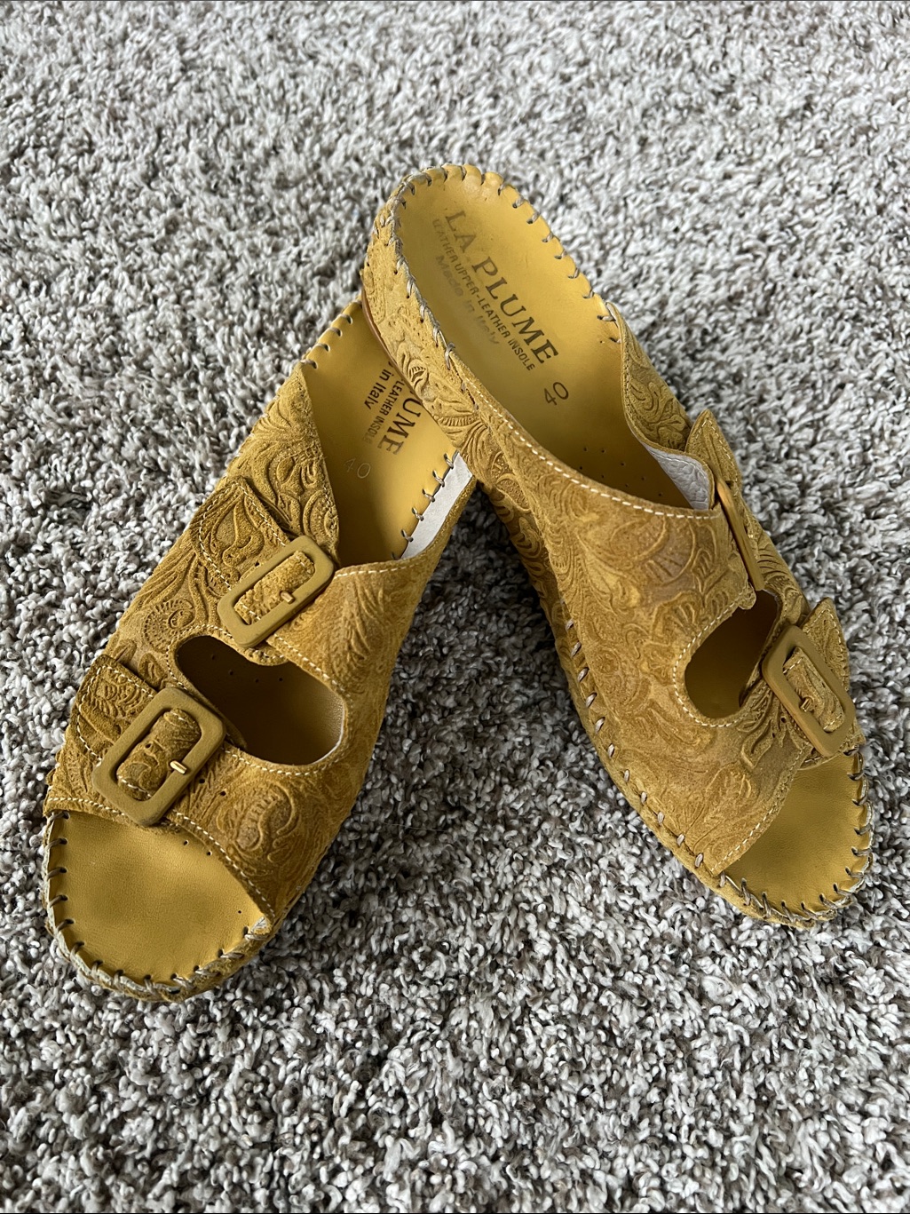 La Plume Women's Jen Tulled Leather Sandals In Yellow Size 10